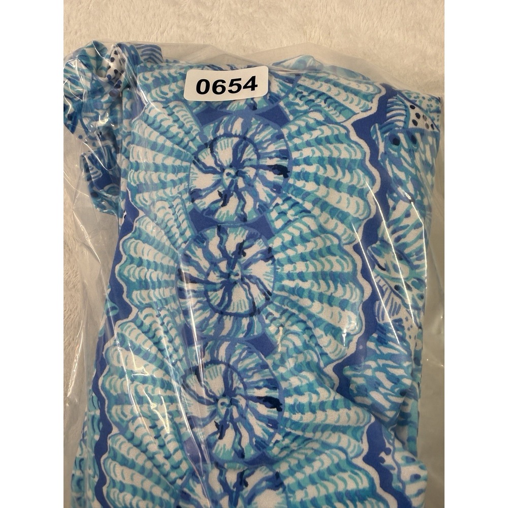 Lilly Pulitzer Solsana Maxi Dress Womens Medium Blue Shell Print UPF 50+ Knit - Picture 10 of 10
